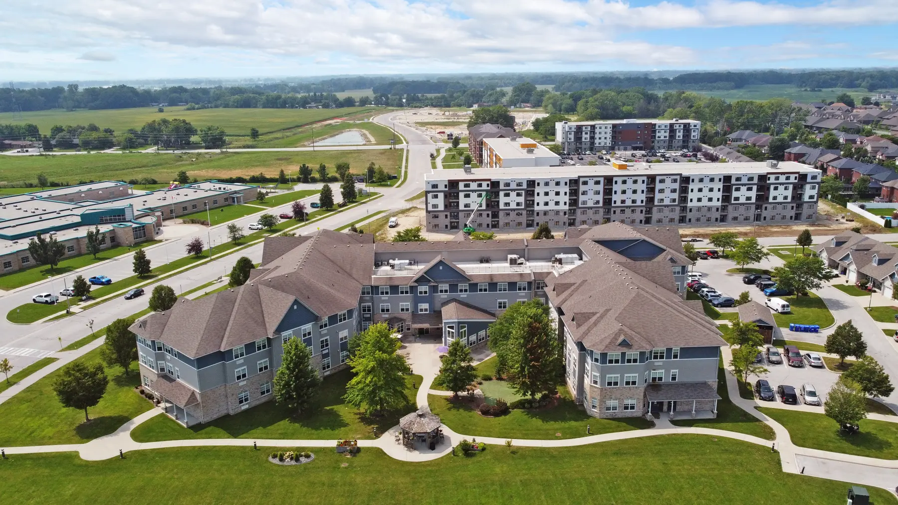 Drone view of exterior at Chartwell Royal Oak Village